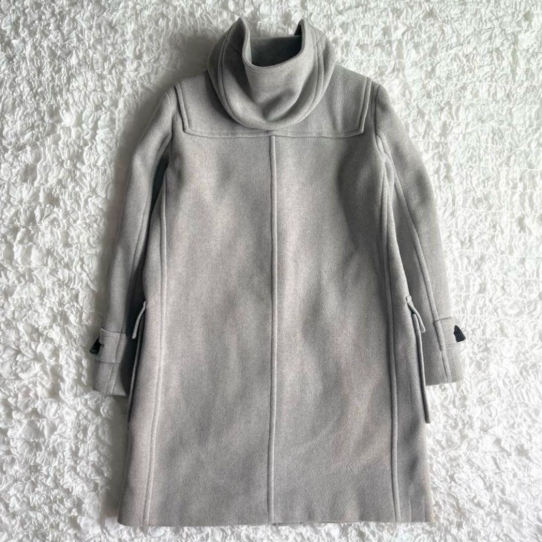 バーバリーロンドン ダッフルコート ヘリンボーン ノバチェック 牛革 グレー L