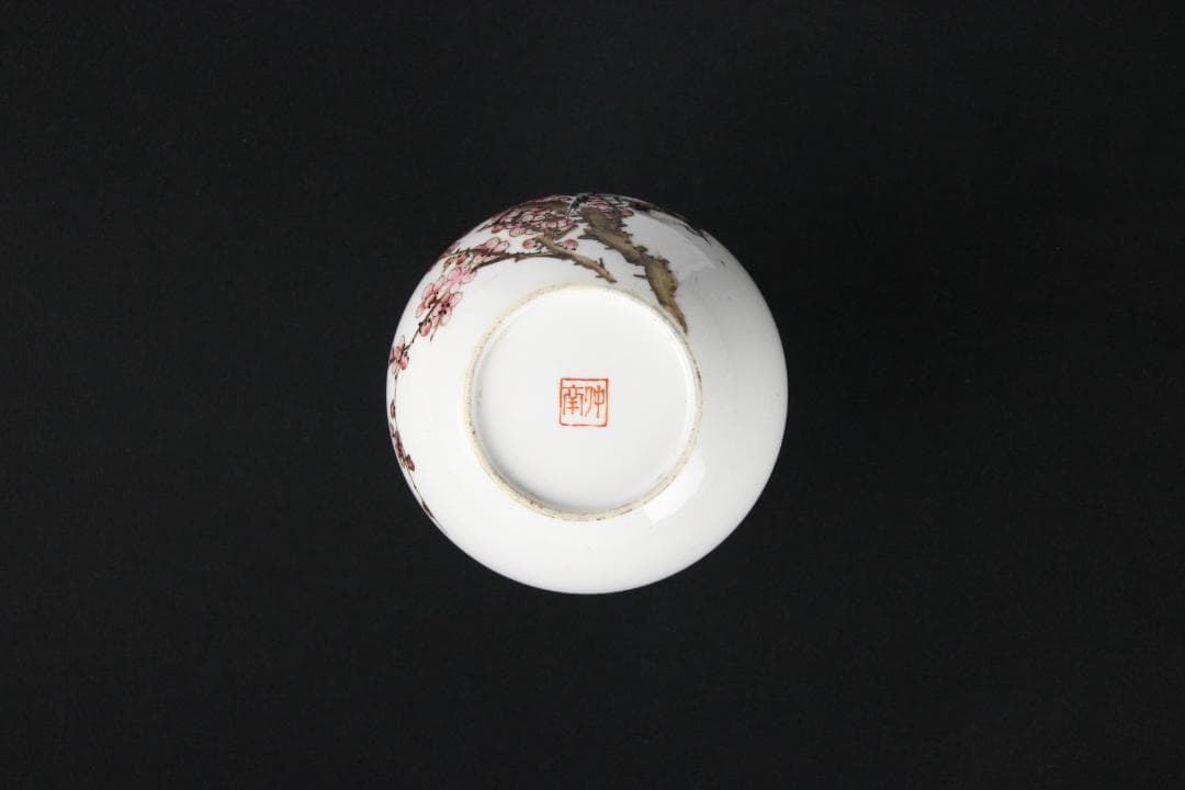中国美術　仲南銘 民国 珠山八友 徐仲南 粉彩花鳥紋 花瓶 陶芸 FJM12-1