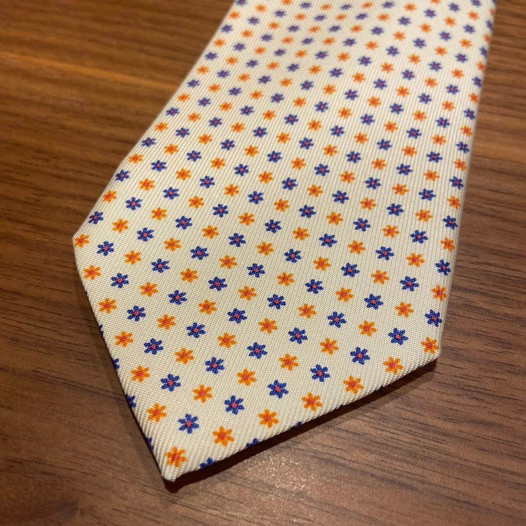 美品 E.Marinella マリネッラ シルクネクタイ クリーム系