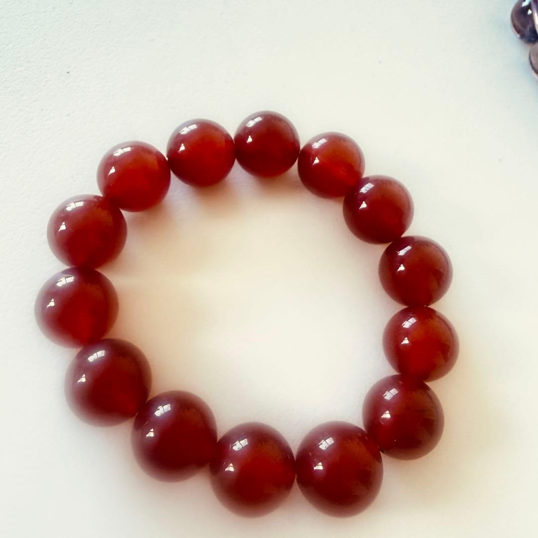 レッドアゲート　天然石 ブレスレット 14.4mm 健康up 高品質