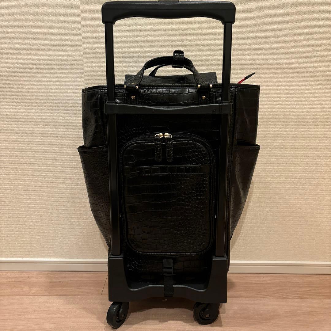 スワニー　黒　クロコダイル調　キャリーバッグ