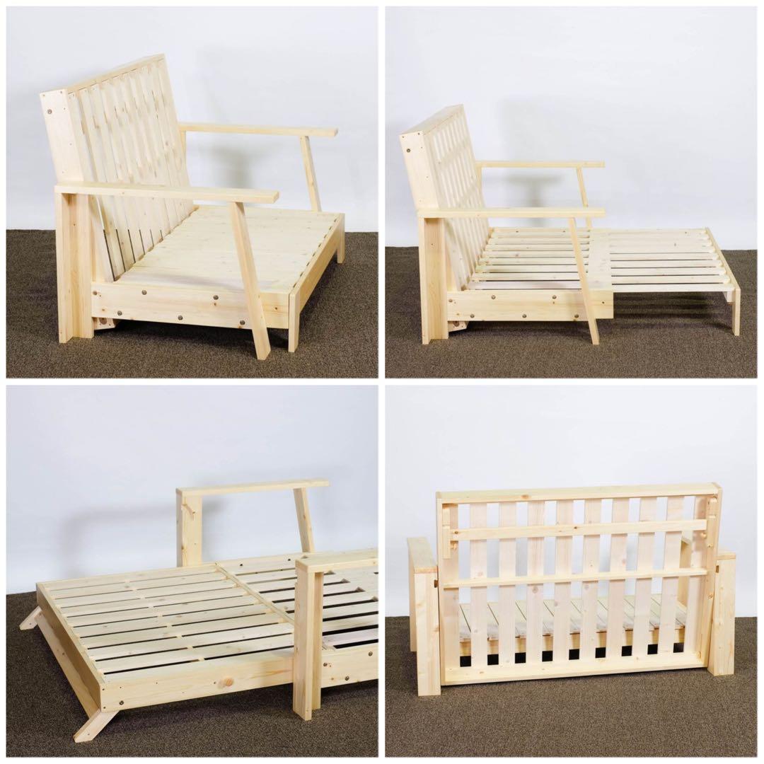E 新品 北欧パイン ソファベッド セミダブル すのこベッド ソファ カントリー