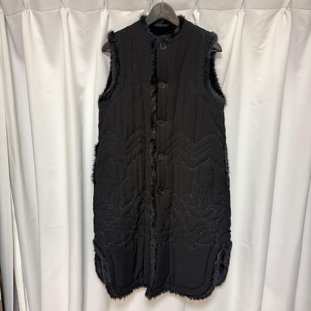 美品　ノワールケイニノミヤ　中綿刺繍ロングベスト　コート　キルティング　XS