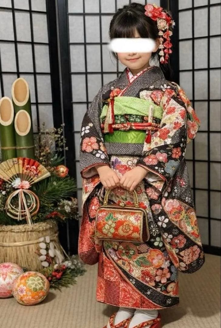 七五三　着物セット　7歳　茶色　ブラウン