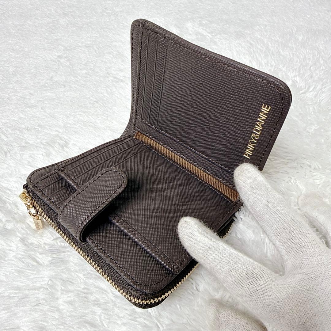 極美品✨ ピンキー＆ダイアン パドロック Ｌ字ファスナー 二つ折り財布 ブラウン