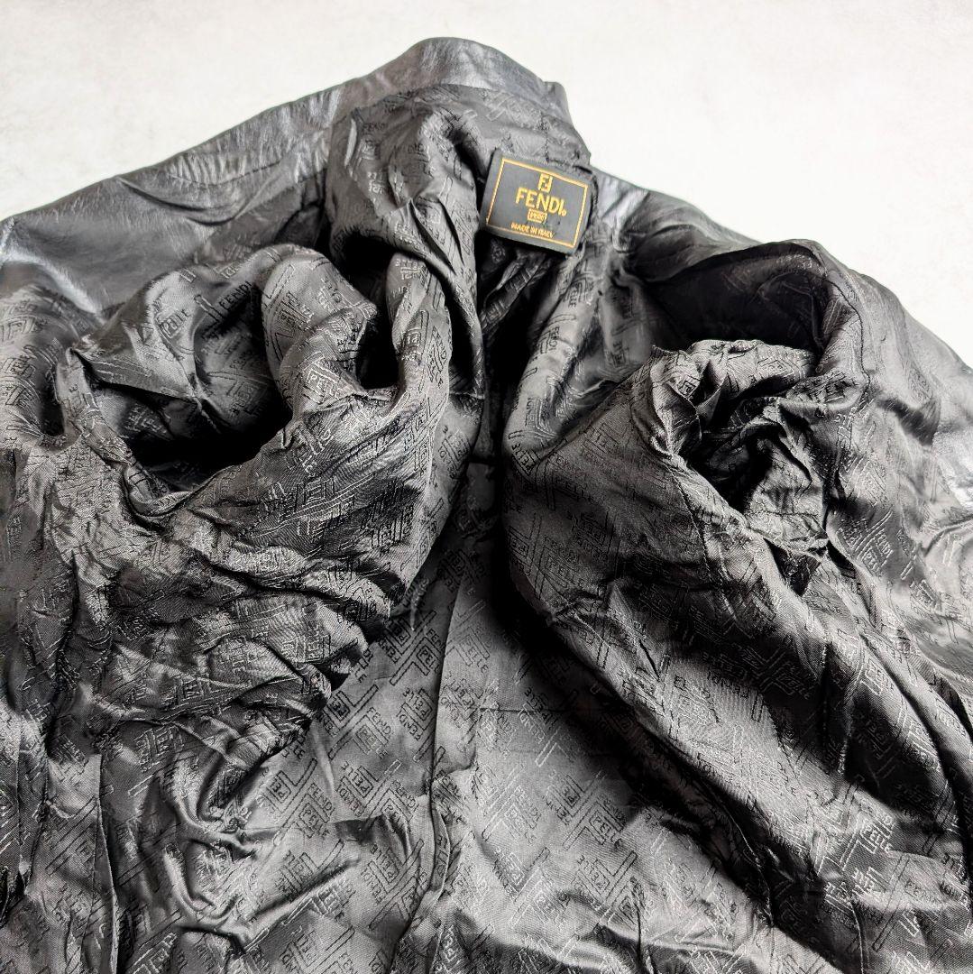 【訳あり】FENDI フェンディ レザーテーラードジャケット 本革 ブラック