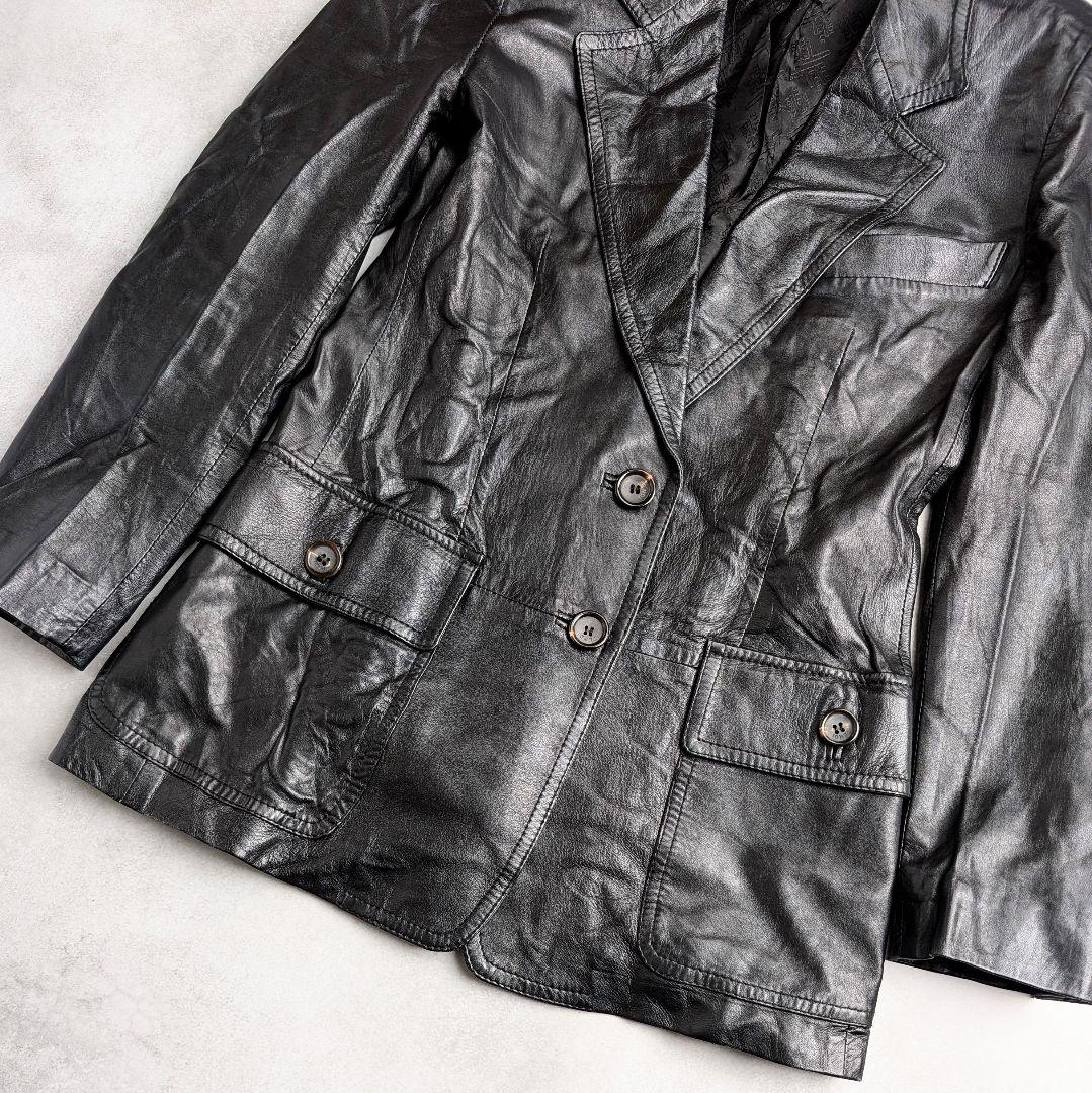 【訳あり】FENDI フェンディ レザーテーラードジャケット 本革 ブラック