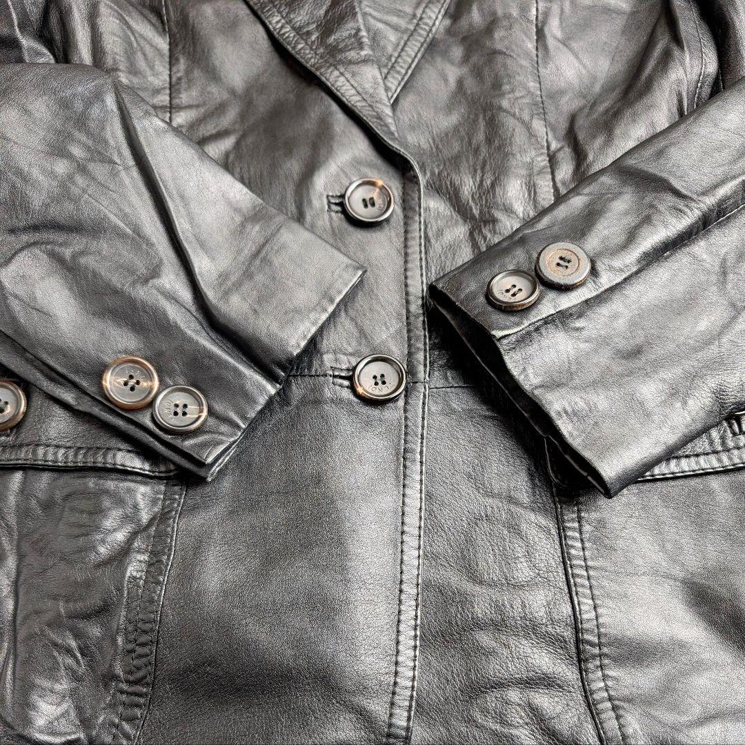 【訳あり】FENDI フェンディ レザーテーラードジャケット 本革 ブラック