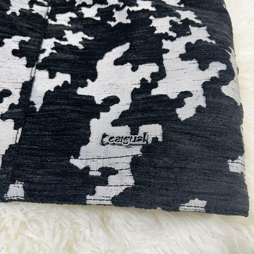 美品 デシグアル Desigual 千鳥格子 総柄 ロングコート ベルト 42号