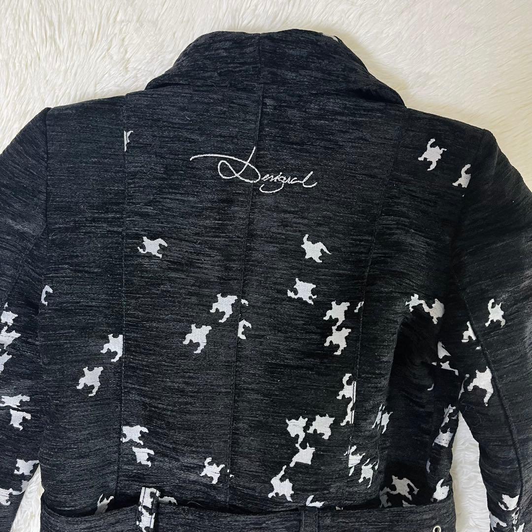 美品 デシグアル Desigual 千鳥格子 総柄 ロングコート ベルト 42号