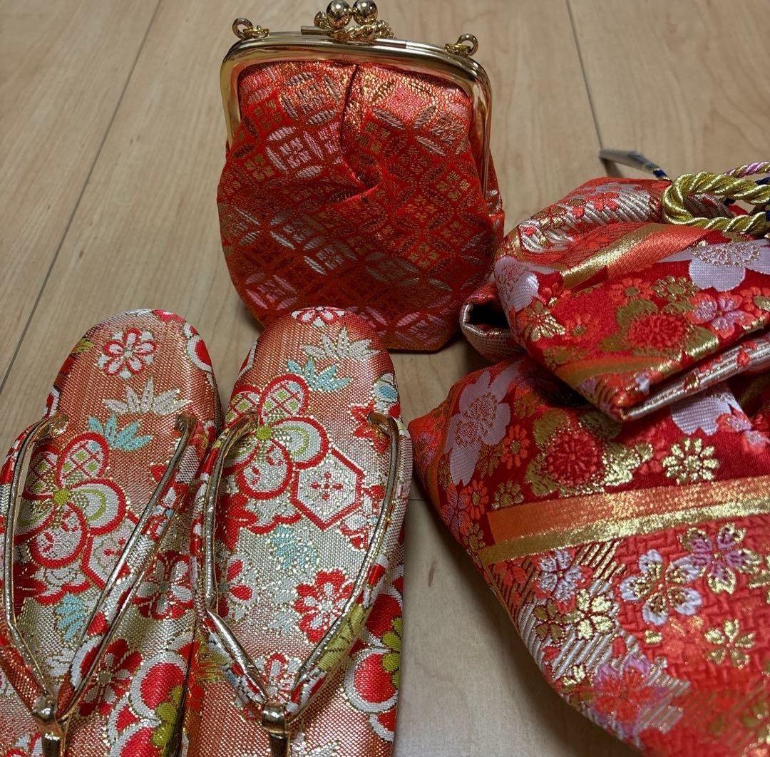 7歳 七五三着物セット　和装小物　結び帯　白着物　桜　七五三　着物