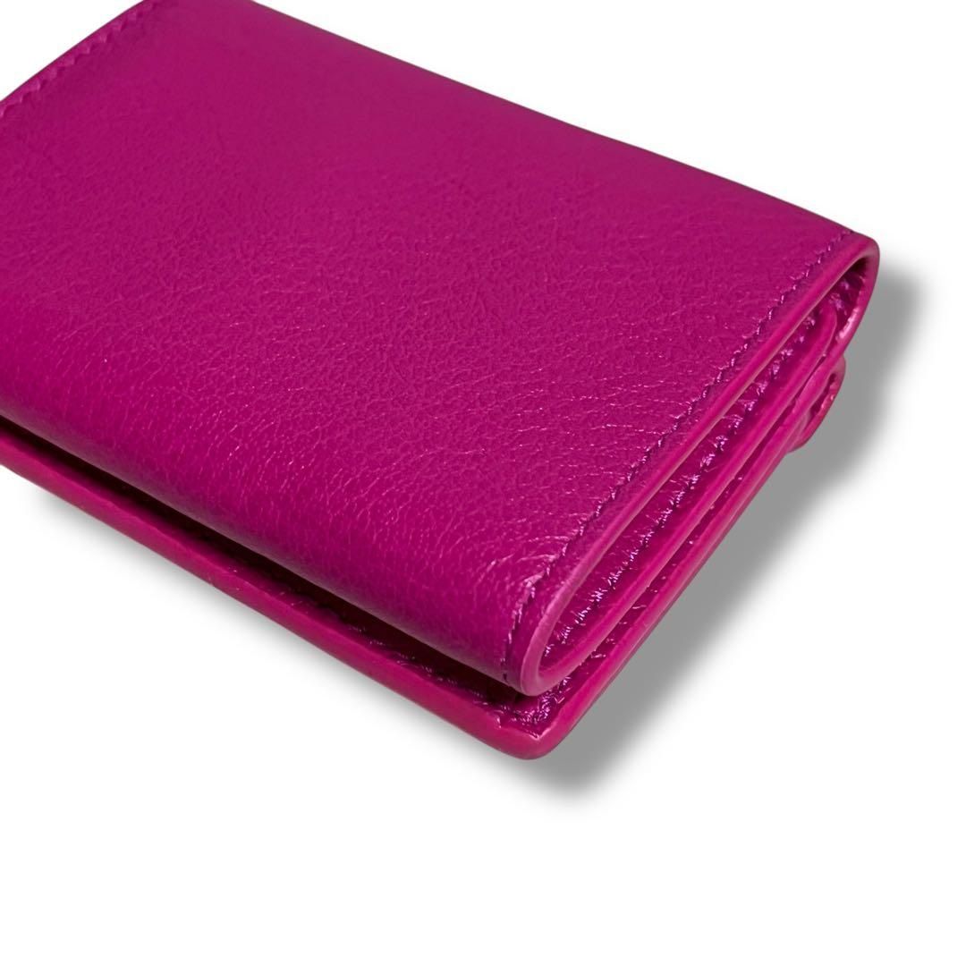 バレンシアガ　三つ折り財布　ピンク　ペーパーミニウォレット