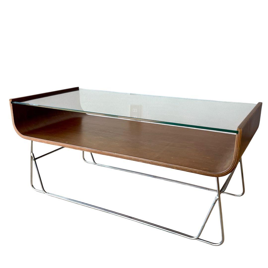 ミッドセンチュリー ガラス ローテーブル センターテーブル コーヒーテーブル 机
