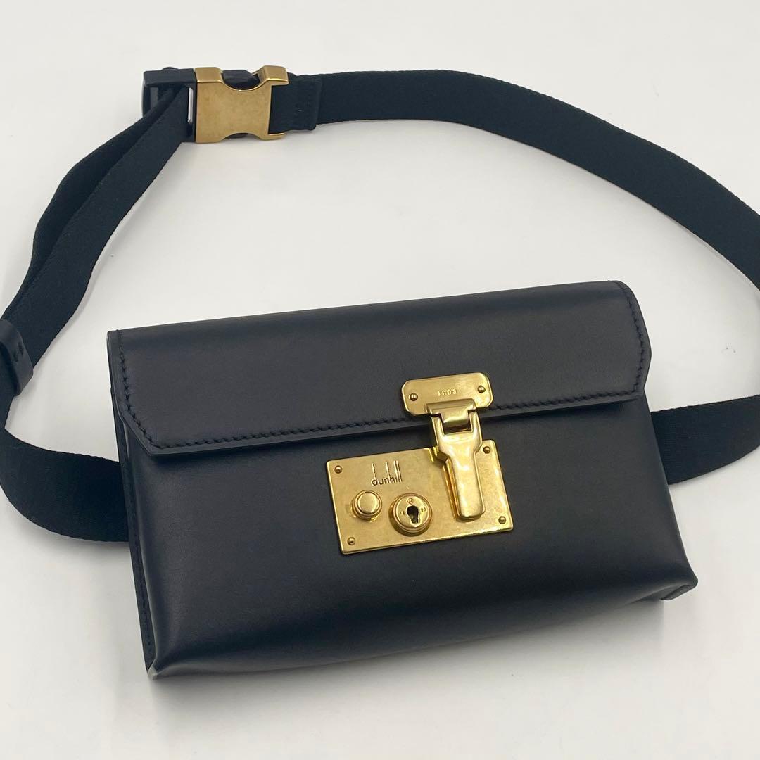 【美品】dunhill ダンヒル ロックバック ボディバッグ ベルトバッグ 黒