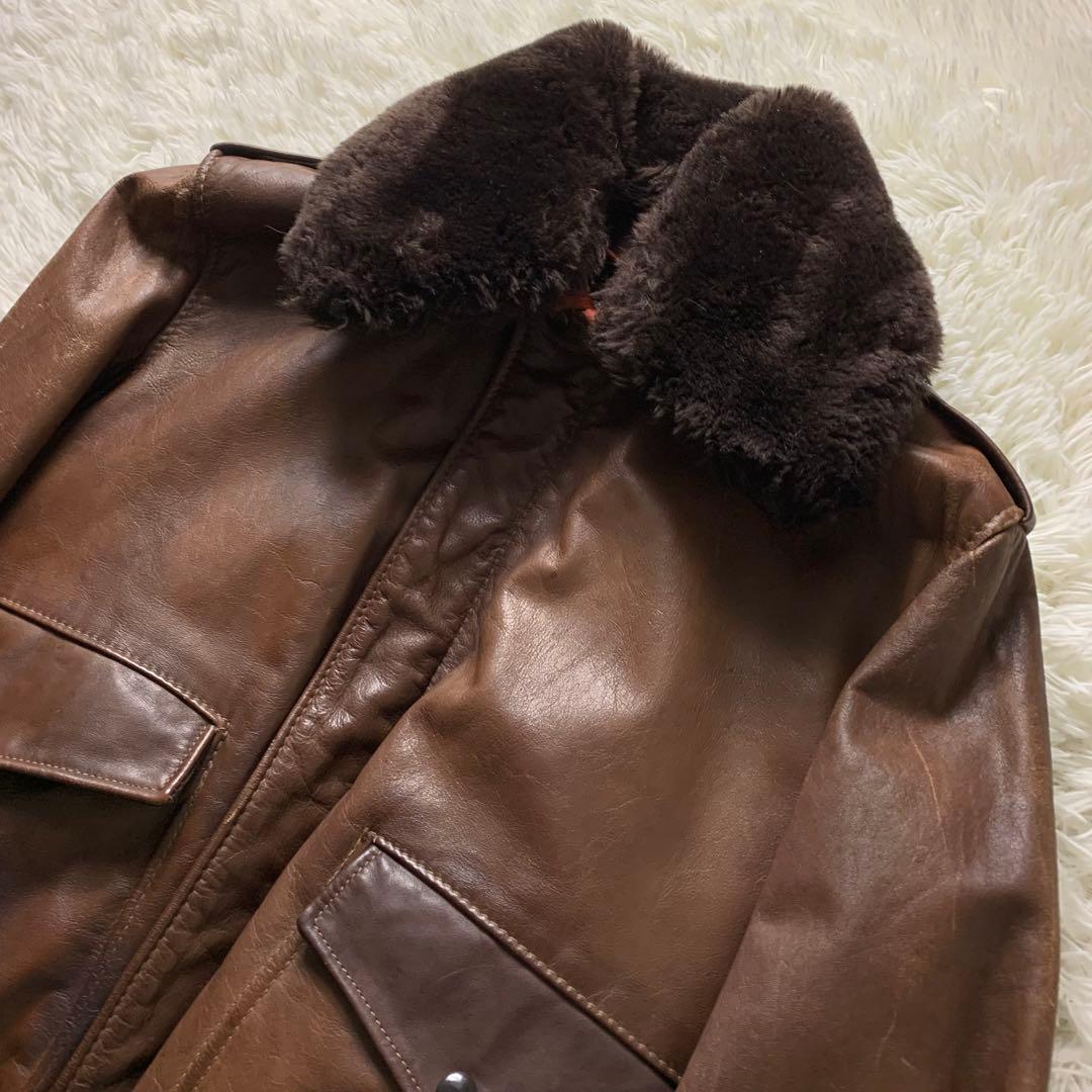 【米国製】ショット フライトジャケット G-1 襟ボア ライナー ブラウン 38