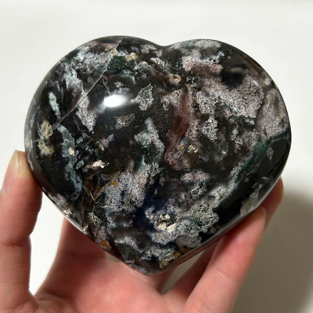 オーシャンジャスパー　BIG　ハート　カラフル　マダガスカル産　396g