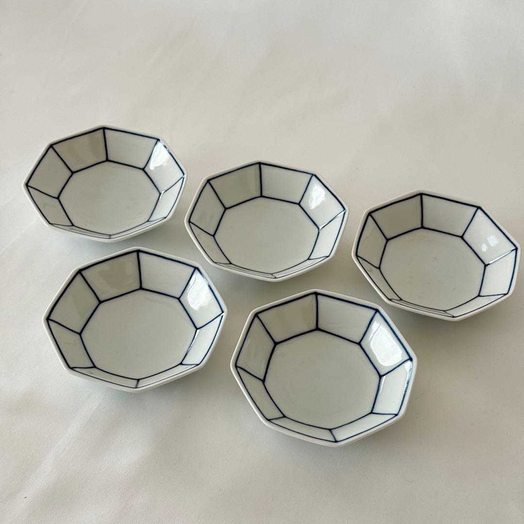 清水焼　八角形の陶器製小皿 5枚セット　平安賀峰