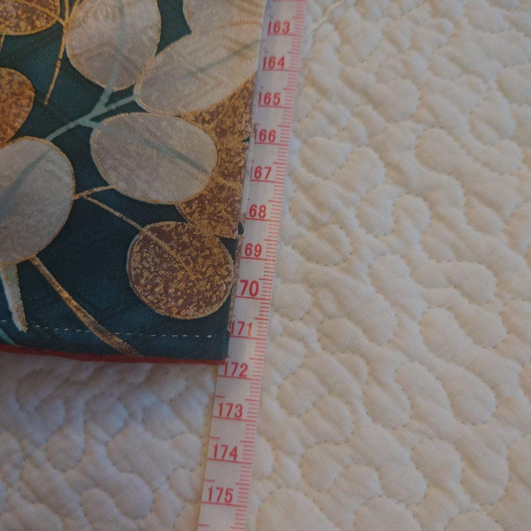 青緑色 花柄 振袖 絹製