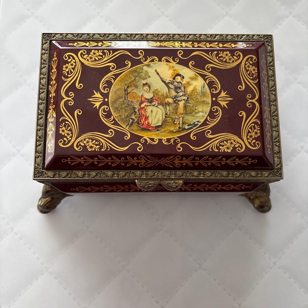 【ヴィンテージ】イタリア風 象嵌細工調 オルゴール兼小物入れ