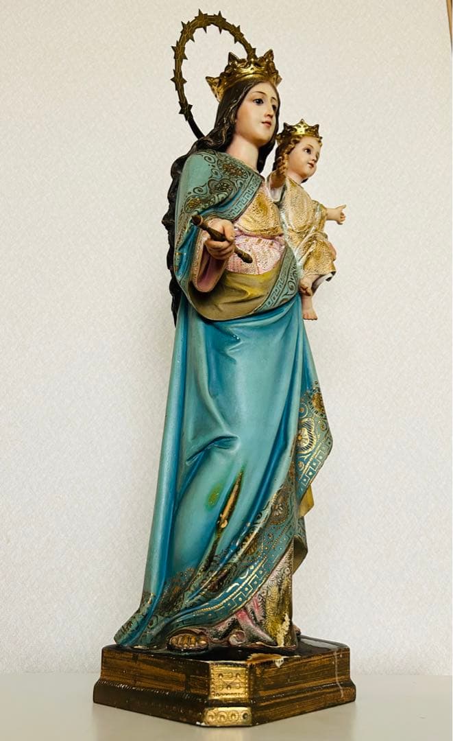 【超超希少】✞イエズス様を抱く聖母マリア像　宗教彫刻　アンティーク