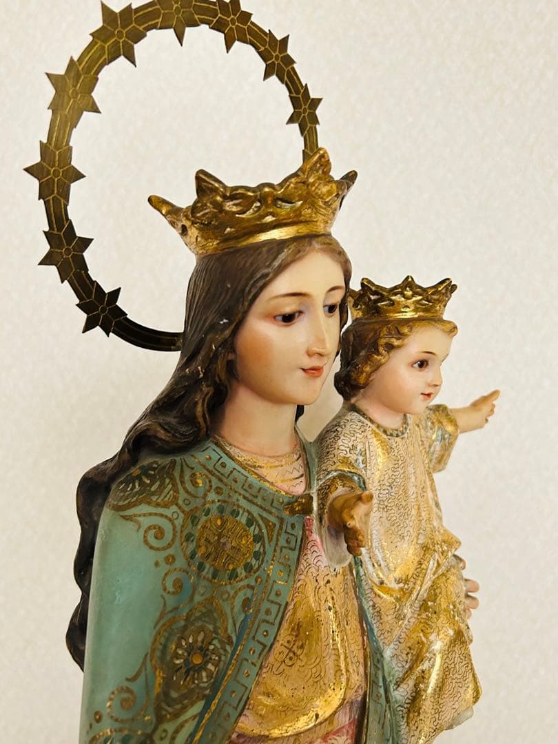 【超超希少】✞イエズス様を抱く聖母マリア像　宗教彫刻　アンティーク