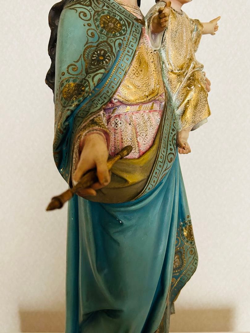 【超超希少】✞イエズス様を抱く聖母マリア像　宗教彫刻　アンティーク