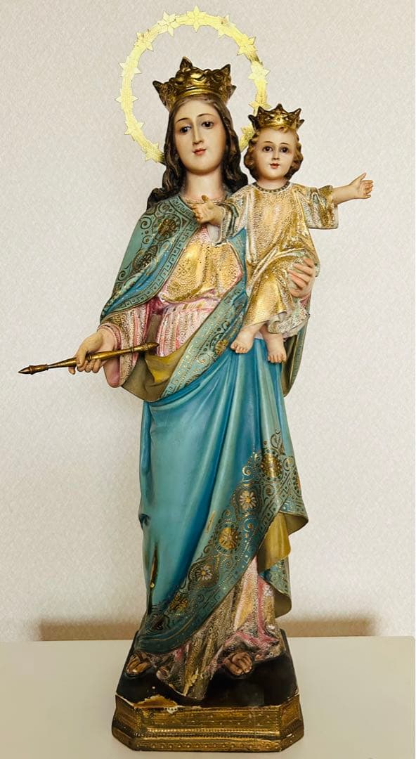 【超超希少】✞イエズス様を抱く聖母マリア像　宗教彫刻　アンティーク