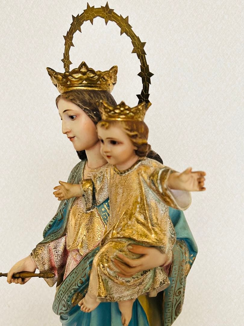 【超超希少】✞イエズス様を抱く聖母マリア像　宗教彫刻　アンティーク