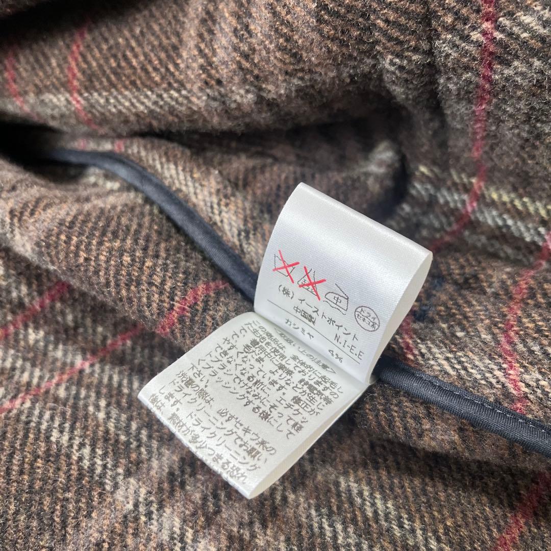 King　　イーストボーイ　カシミヤ混　ダッフルコート　チェック　M