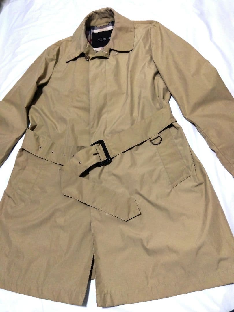 マッキントッシュ ロンドン ナイロンコート カーキ バックル チェック柄　L