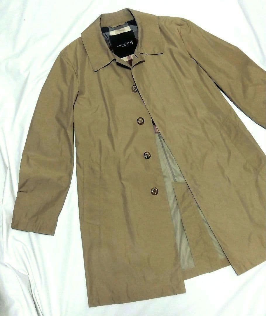 マッキントッシュ ロンドン ナイロンコート カーキ バックル チェック柄　L