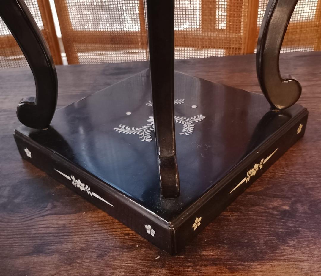 螺鈿人物風景文 卓上花台　昭和期 和工芸 飾り台