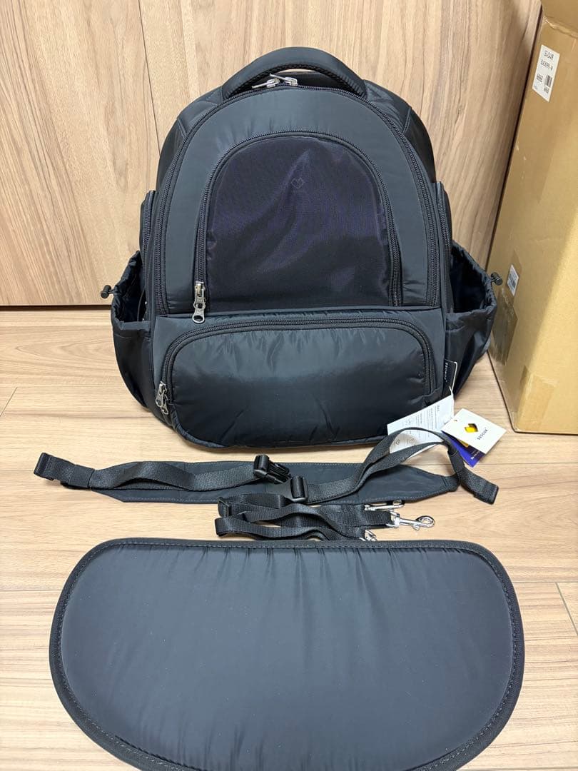 新作新品！SSOOOK メッシュ素材の前ポケット付きバッグ ブラックM