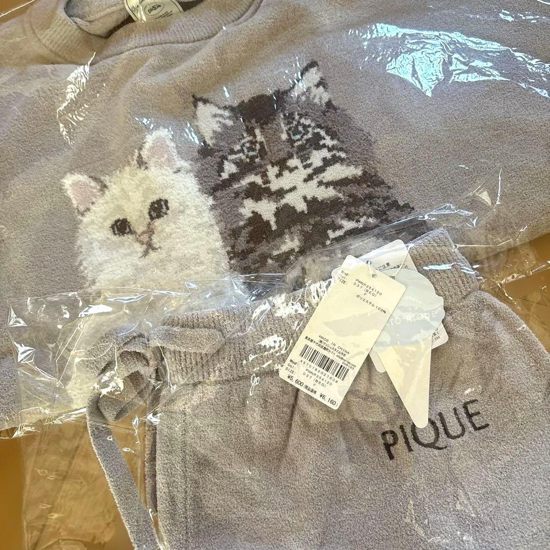 新品♡ジェラートピケ♡ツインキャットジャガードプルオーバー&ショートパンツセット