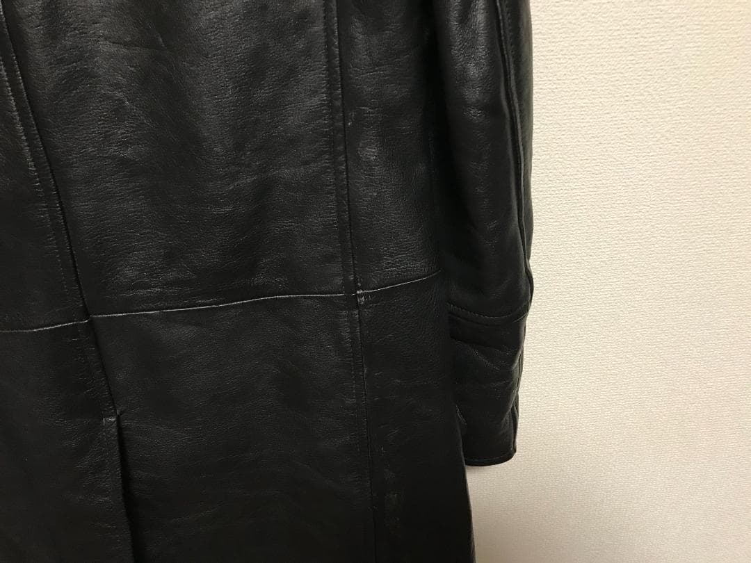 シェラック SHELLAC レザー ロングコート 牛革 トレンチ　ジャケット　黒
