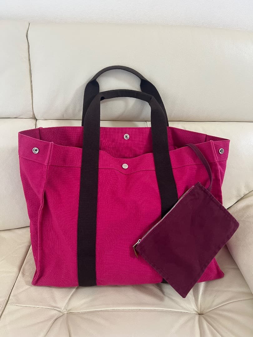 HERMÈS エルメスピンク コットントートバッグ