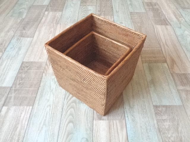 2種類セット●四角ケース●無地●アタ●バリ島●1459.3●アジアン雑貨