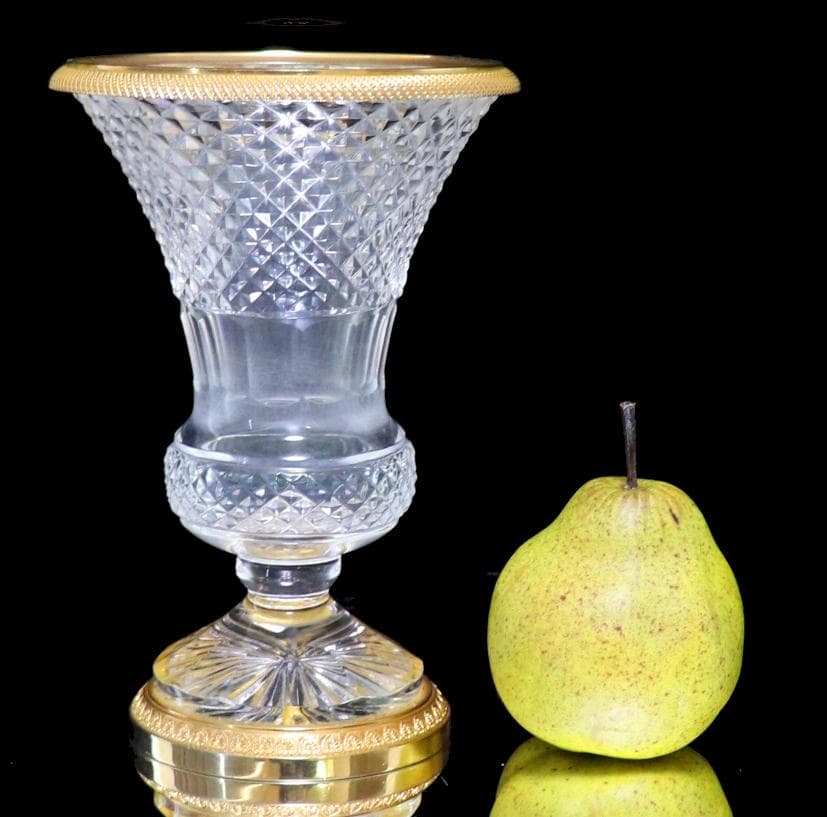 オールド・バカラ 1890年 ディアマン・ビゾー ブロンズ装飾 花瓶 メディチ