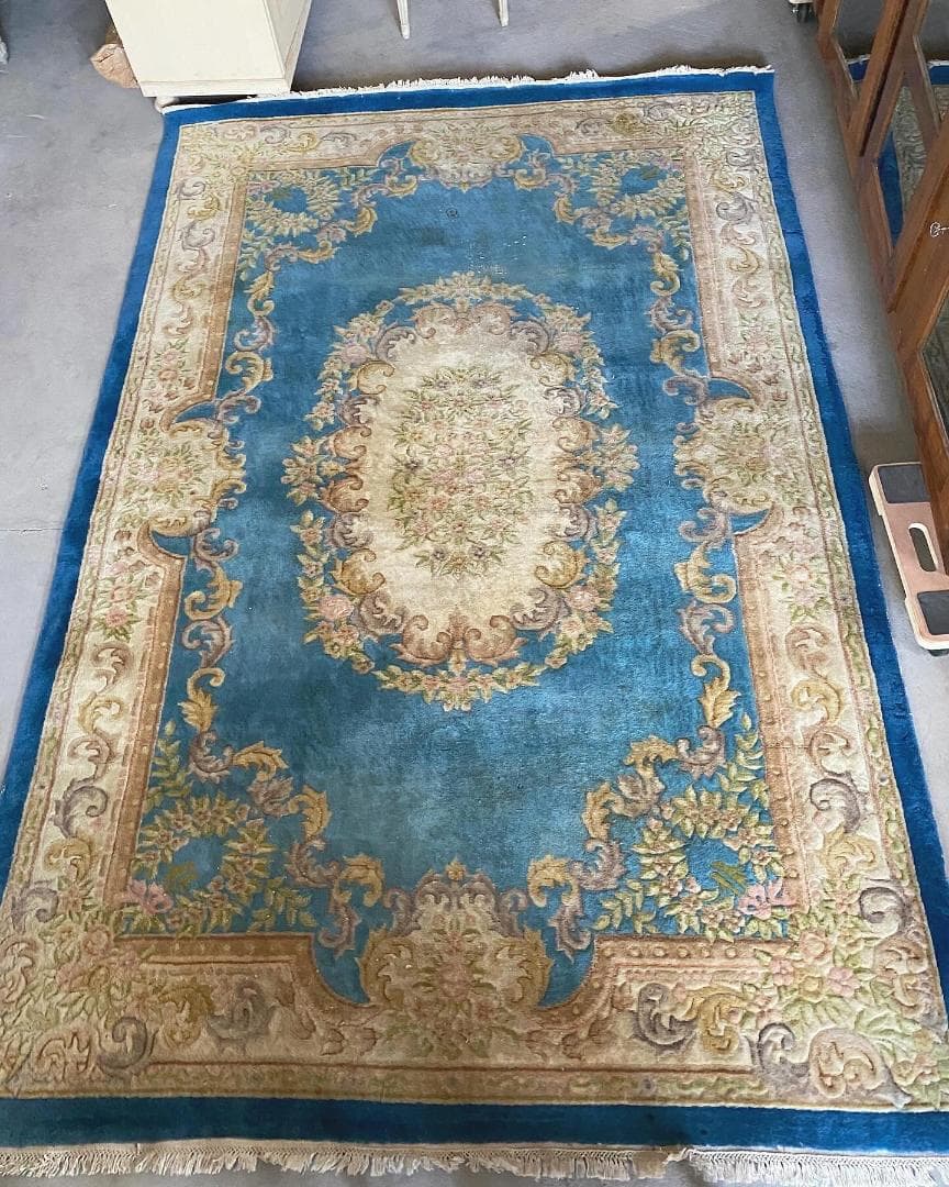 フランスアンティーク　段通　ラグ　大判
