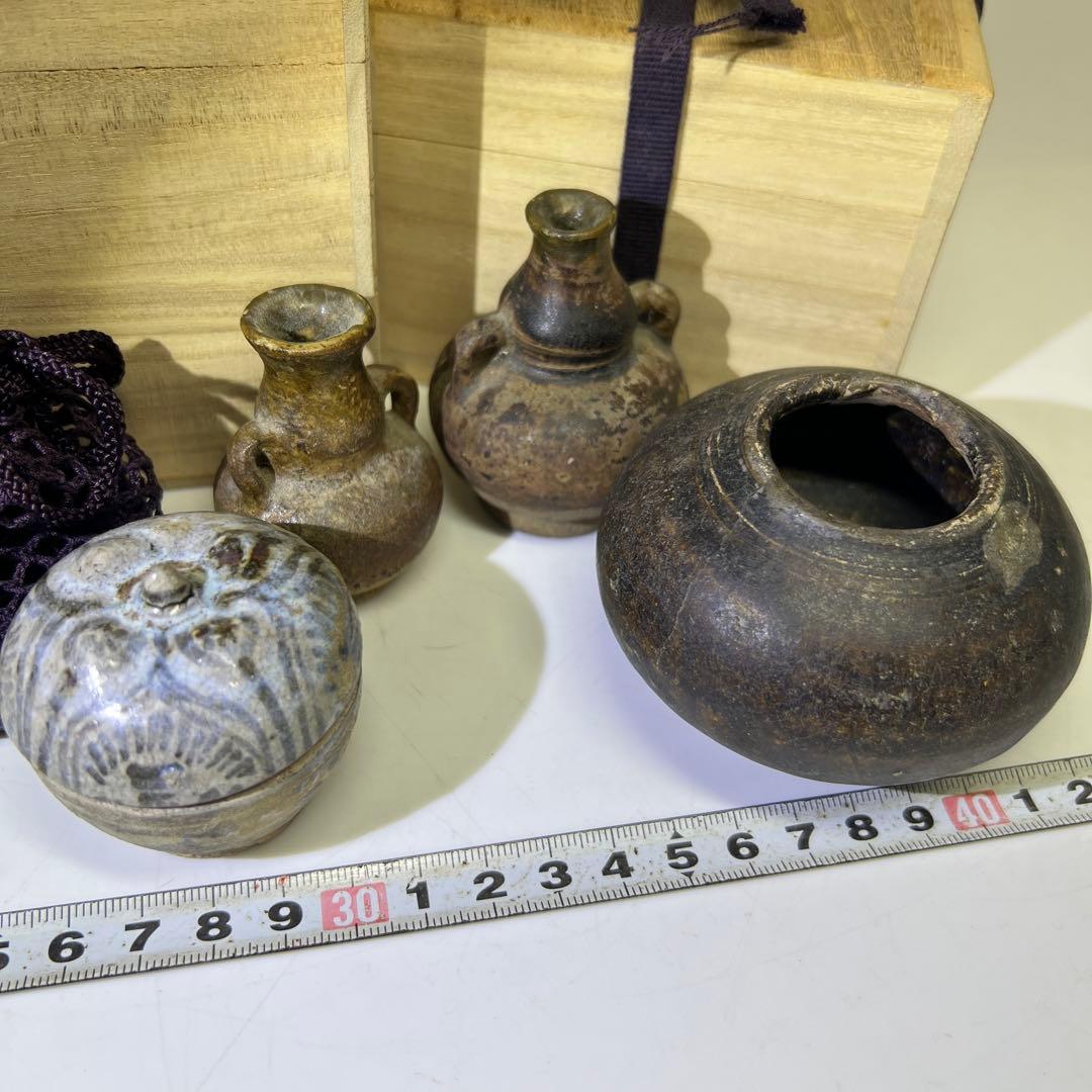 専用16世紀頃　宋胡ろく壺4点　最大h6cm 最長幅約8cm 東K8-0131①