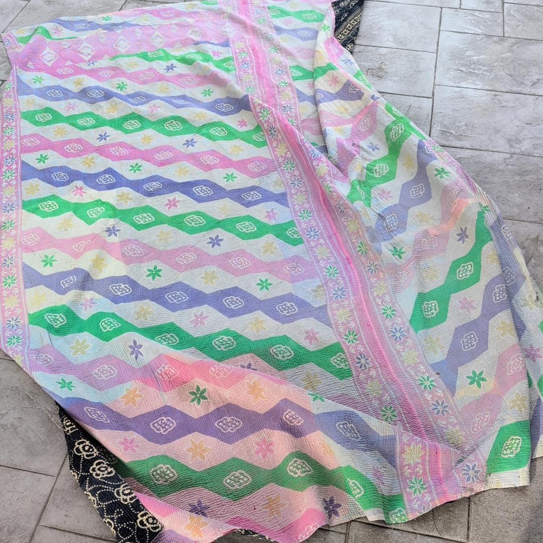 椿カメリア柄　ソファカバー 刺子 ヴィンテージカンタキルト　ラリーキルト　828