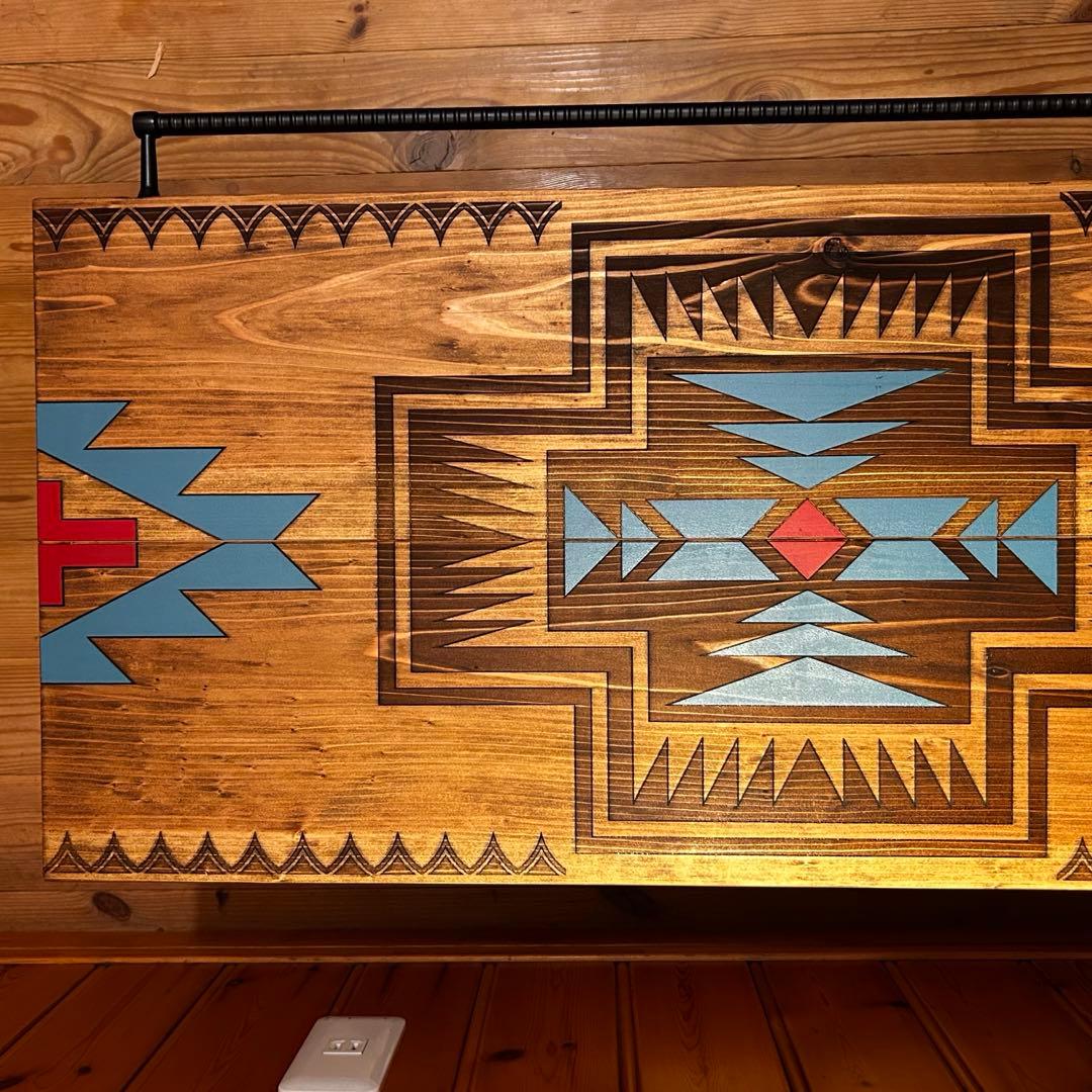 No.564 アイアンローテーブル オルテガテーブル　ネイティブ柄