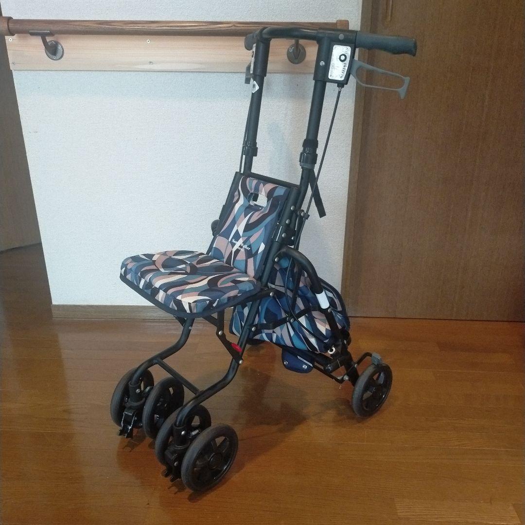 ［島製作所］サニーウォーカー シルバーカー 幾何学模様 ブルー 良品