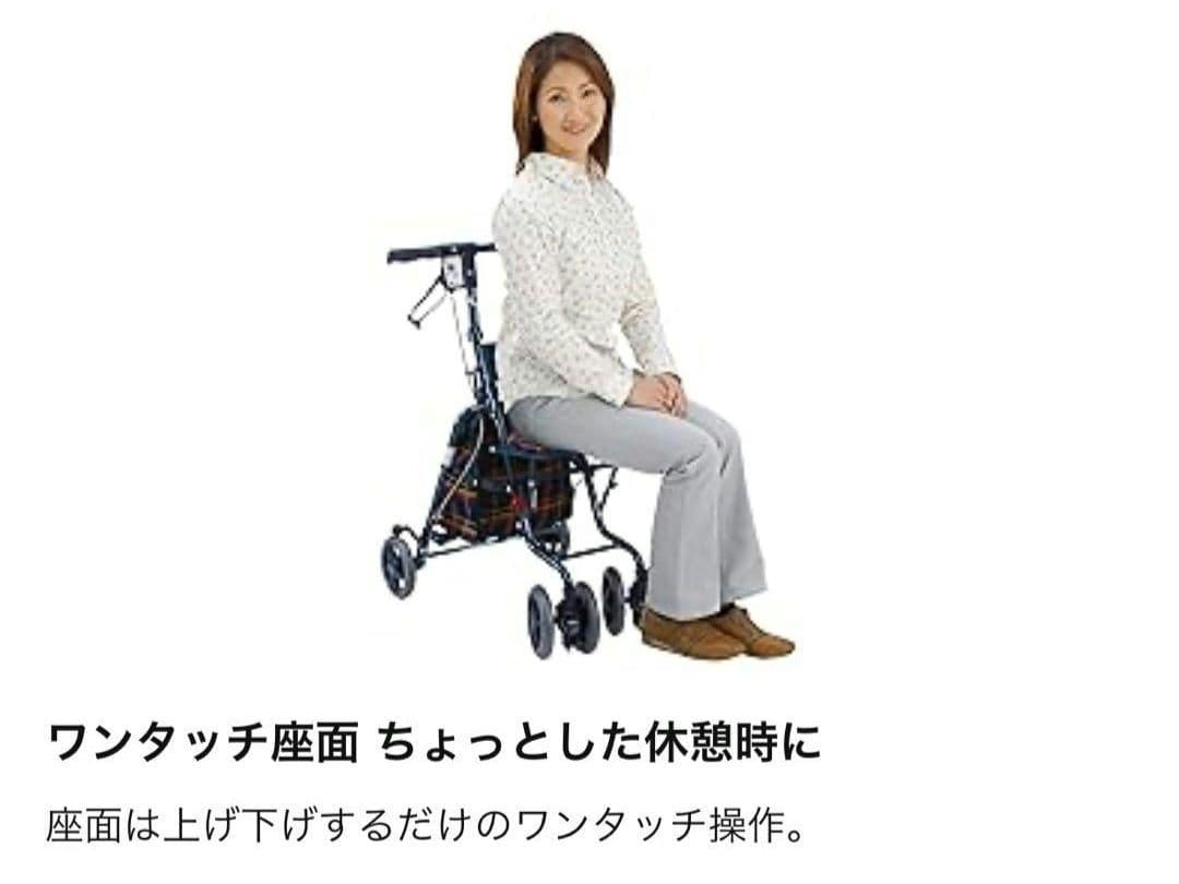 ［島製作所］サニーウォーカー シルバーカー 幾何学模様 ブルー 良品