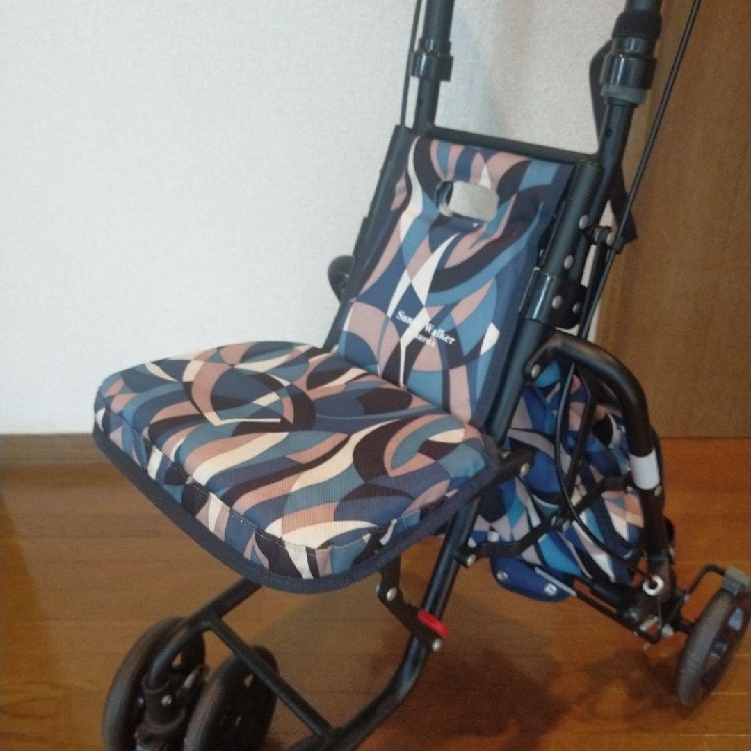 ［島製作所］サニーウォーカー シルバーカー 幾何学模様 ブルー 良品