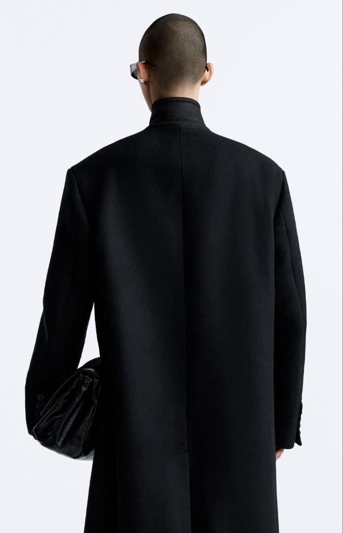 【定価3万円】 ZARA ダブルブレスト チェスターコート ブラック