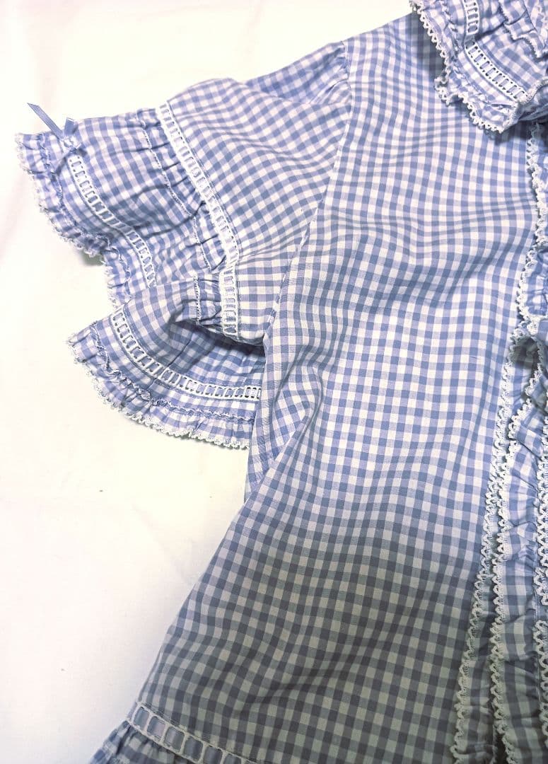 【タグ付き未使用】ピンクハウス パープル ギンガムチェック 半袖ブラウス