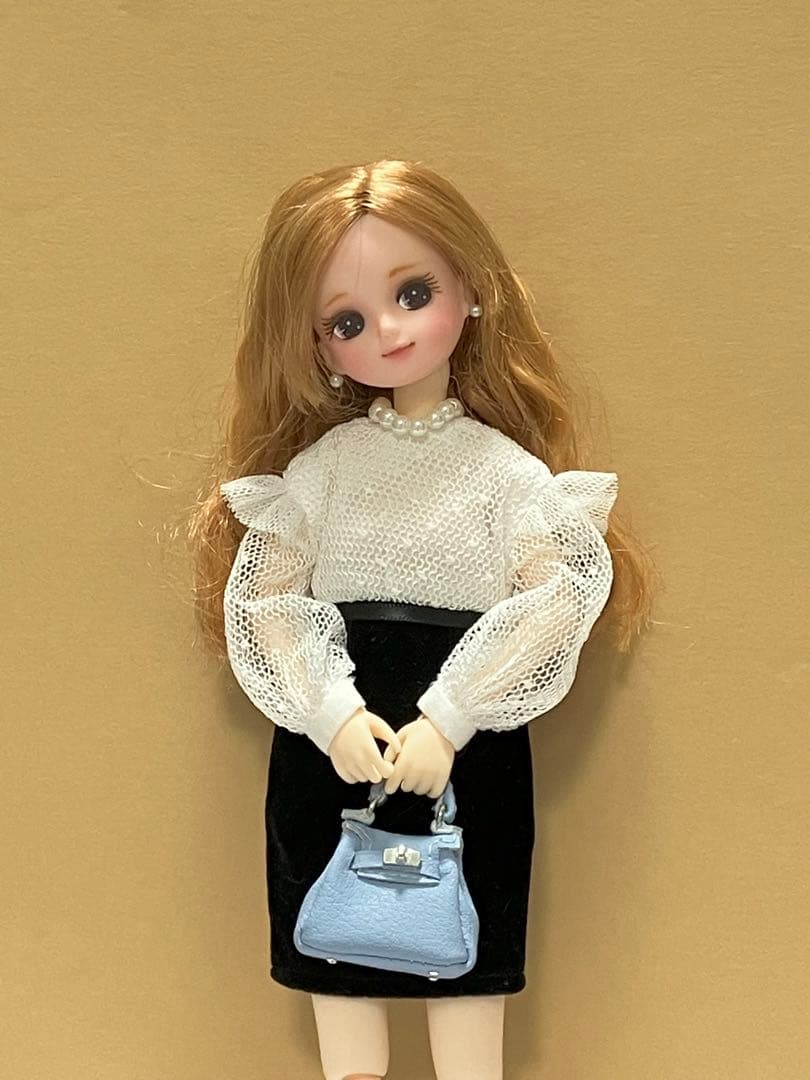 ★ハンドメイド★ ミニチュア ミニバッグ アイスブルー ドールアウトフィット