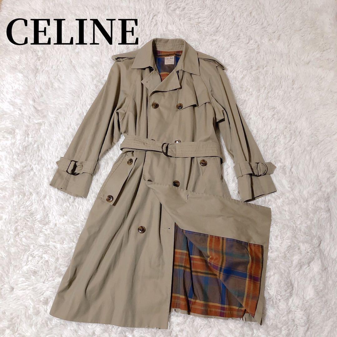 至高の逸品 希少 セリーヌ CELINE トレンチ コート ロング チェック