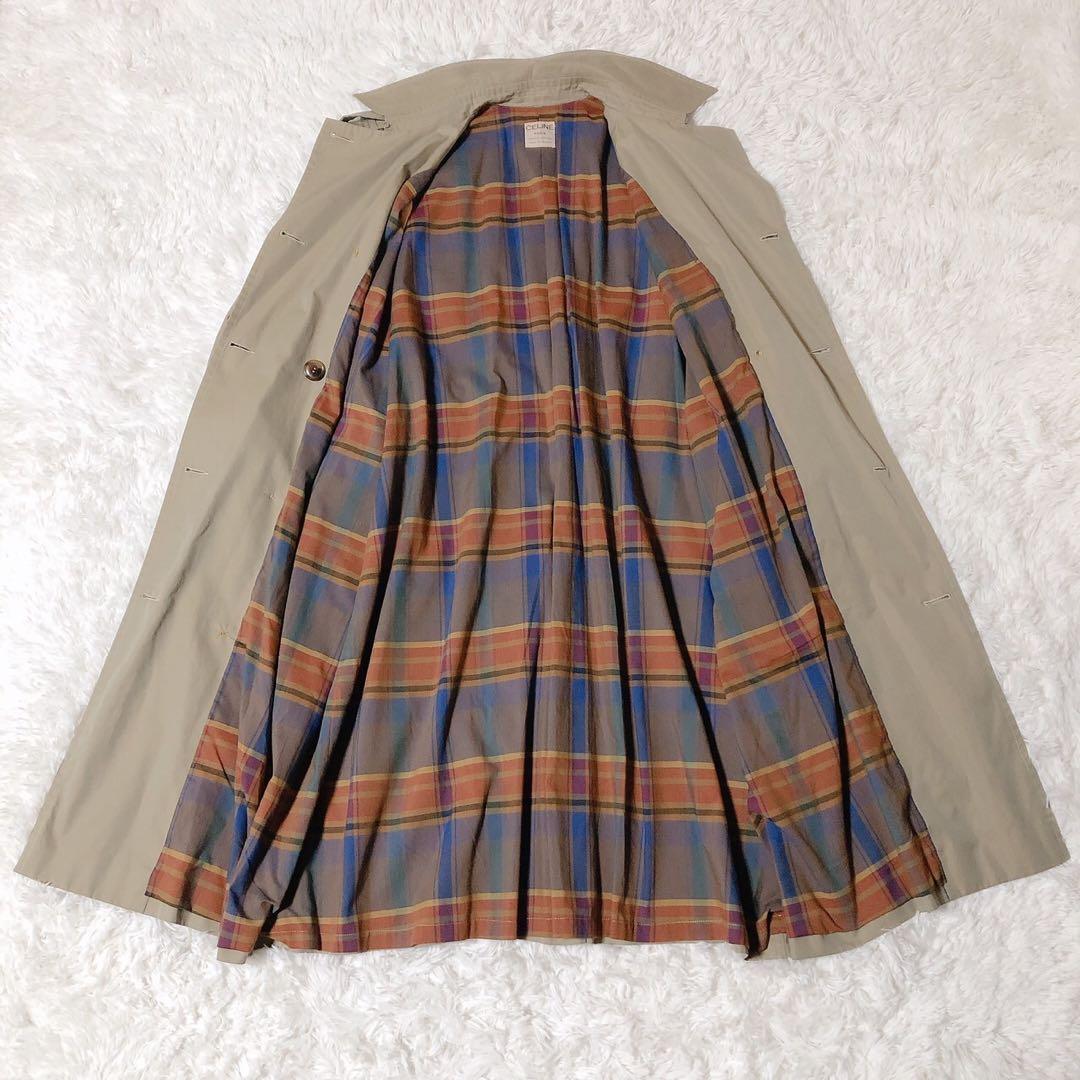 至高の逸品 希少 セリーヌ CELINE トレンチ コート ロング チェック
